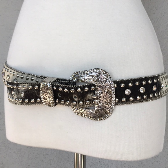 Accessories Authentic Cowhide Rhinestone Studded Cowgirl Belt
